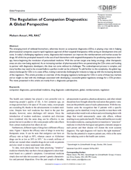 The Regulation of Companion Diagnostics A Global Perspective. Ther Innov Regul Sci. 2013