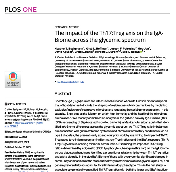 The impact of the Th17: Treg axis on the IgABiome across the glycemic spectrum