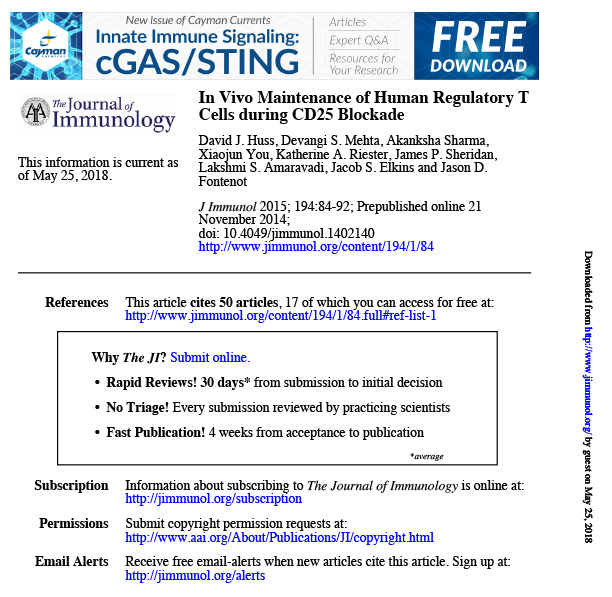 In Vivo Maintenance of Human Regulatory T Cells during CD25 Blockade