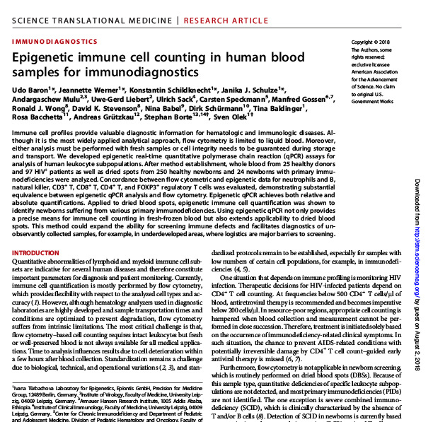 Epigenetic Immune Cell Counting: Advancements in Immunodiagnostics