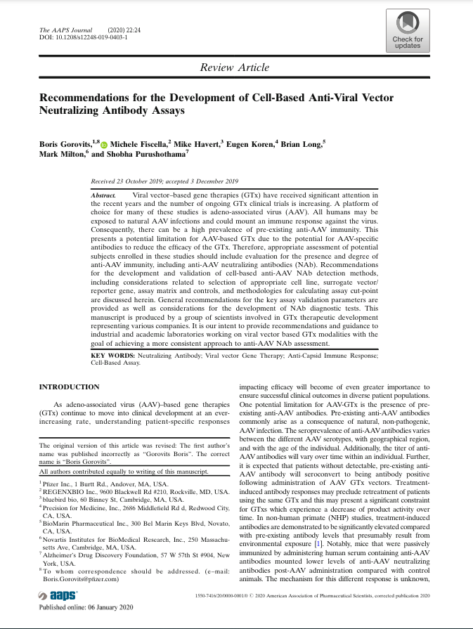 Recommendations for the Development of Cell-Based Anti-Viral Vector Neutralizing Antibody Assays 2020 image