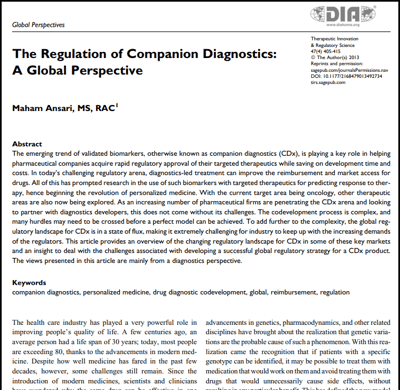 PFM-The Regulation of Companion Diagnostics-Scientific Article 2013